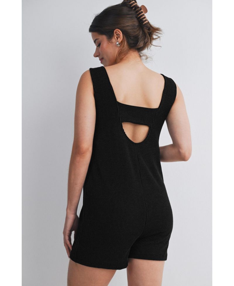 Maternity Ribbed Sleeveless Crewneck Romper