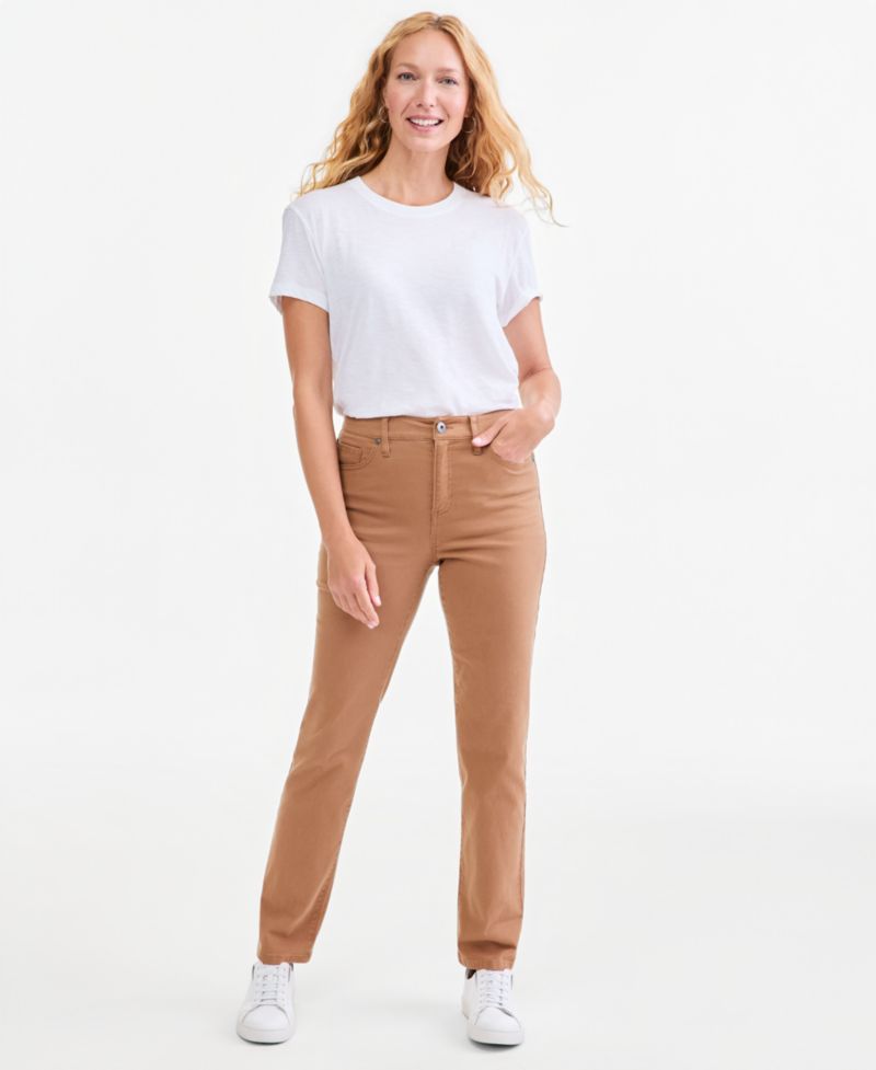 Women's Straight-Leg High Rise Twill Pants