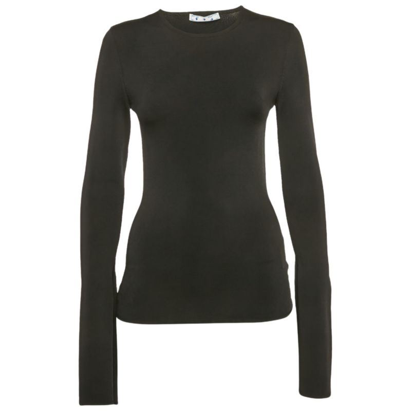 Women's Black Rib Knit Back Open Fitted Top