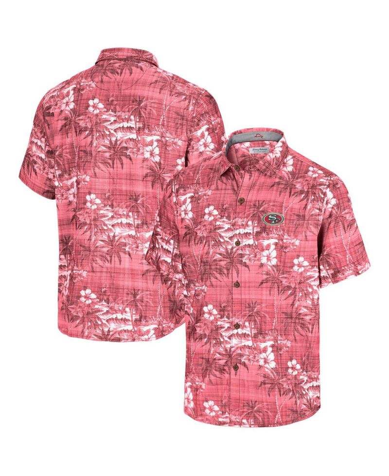 Men's Scarlet San Francisco 49ers Coconut Point Isla Palmetta Camp Button-Up Shirt