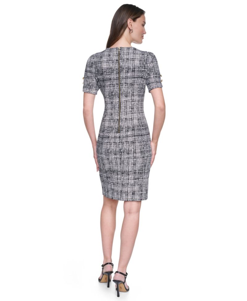 Women's Knee-Length Short-Sleeve Scuba Crepe Dress