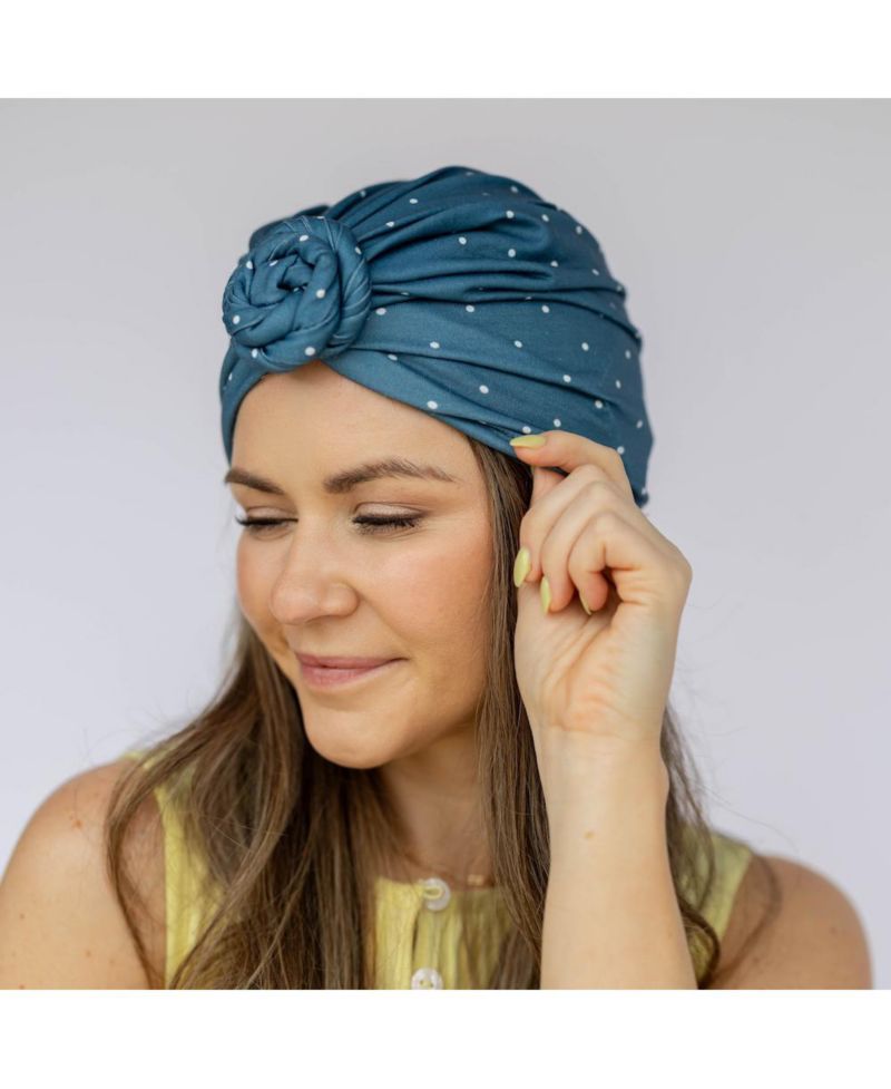 Women's Luxe Bamboo Hope Turban Dark Jade Polka Dot