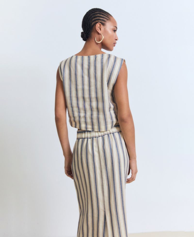 Women's Striped Linen Top