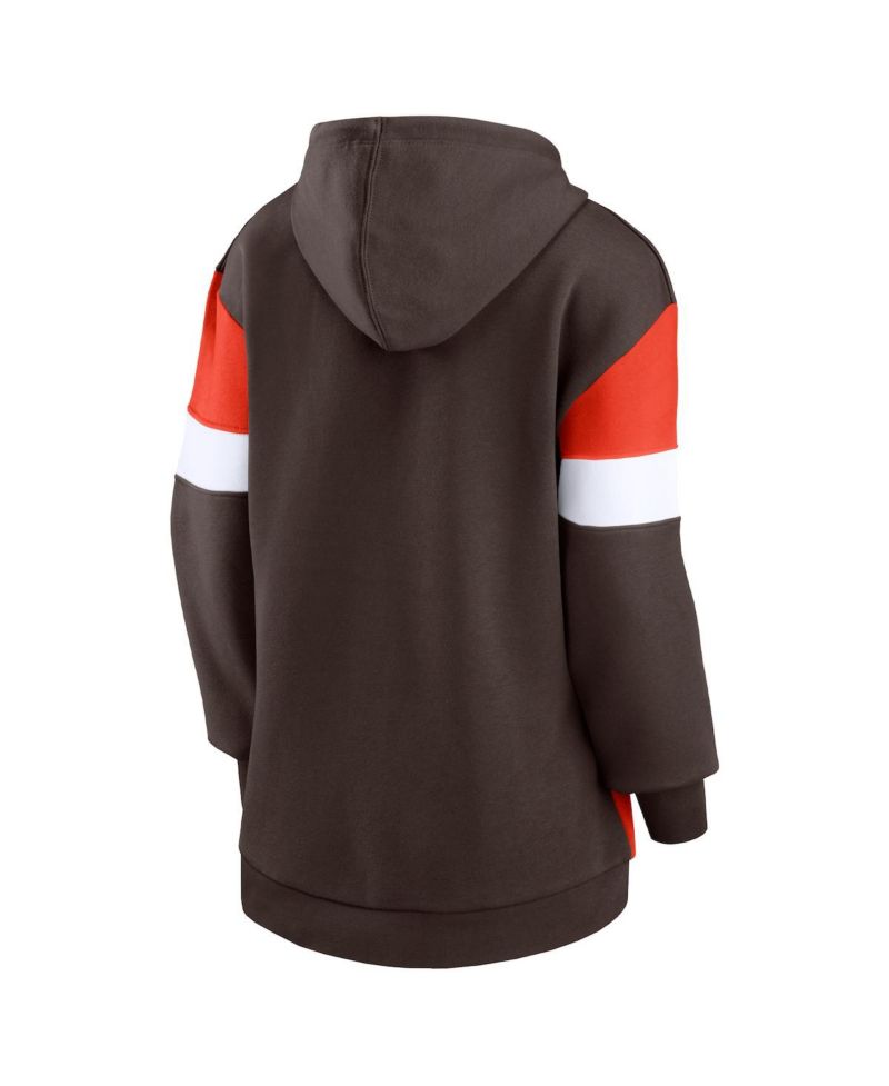 Women's Brown, Orange Cleveland Browns Lock It Down Pullover Hoodie