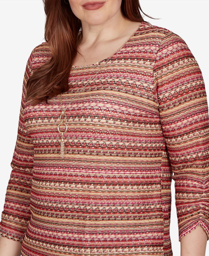 Women's Union Square Spacedye Biadere Stripe Top With Necklace