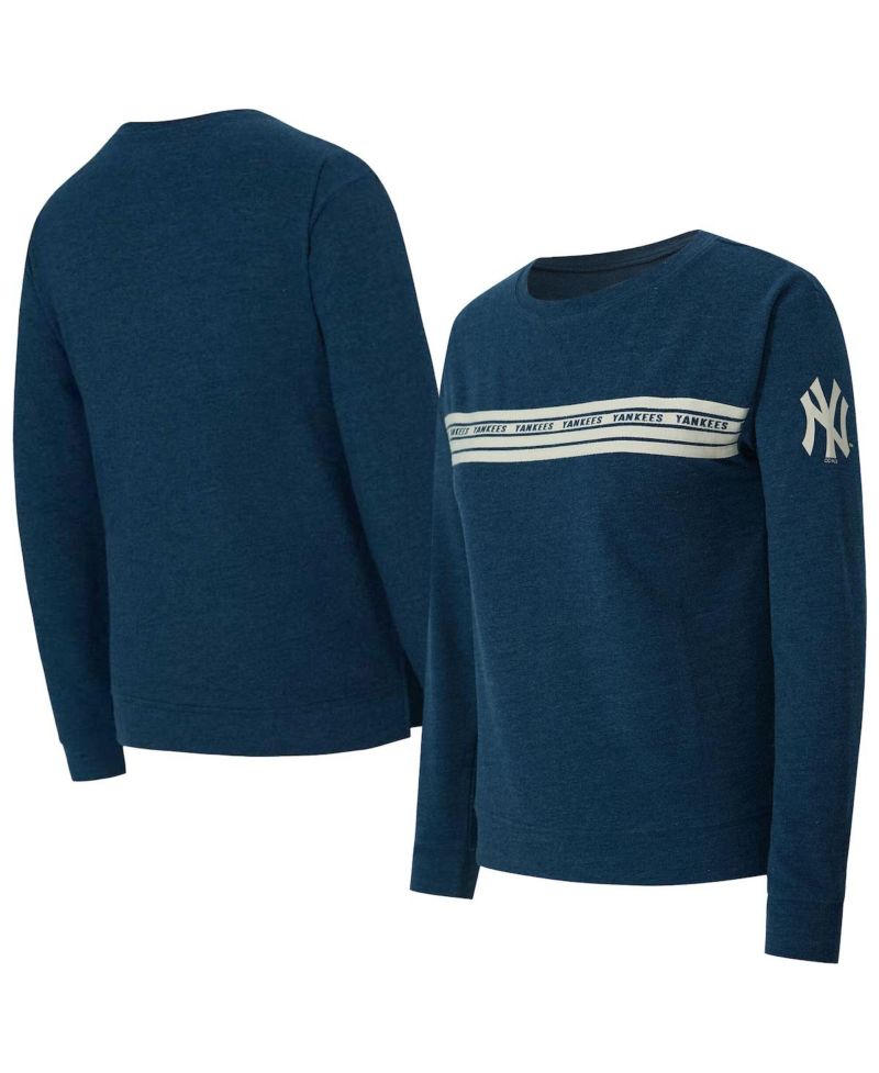 Women's Navy New York Yankees Birch French Terry Long Sleeve T-Shirt