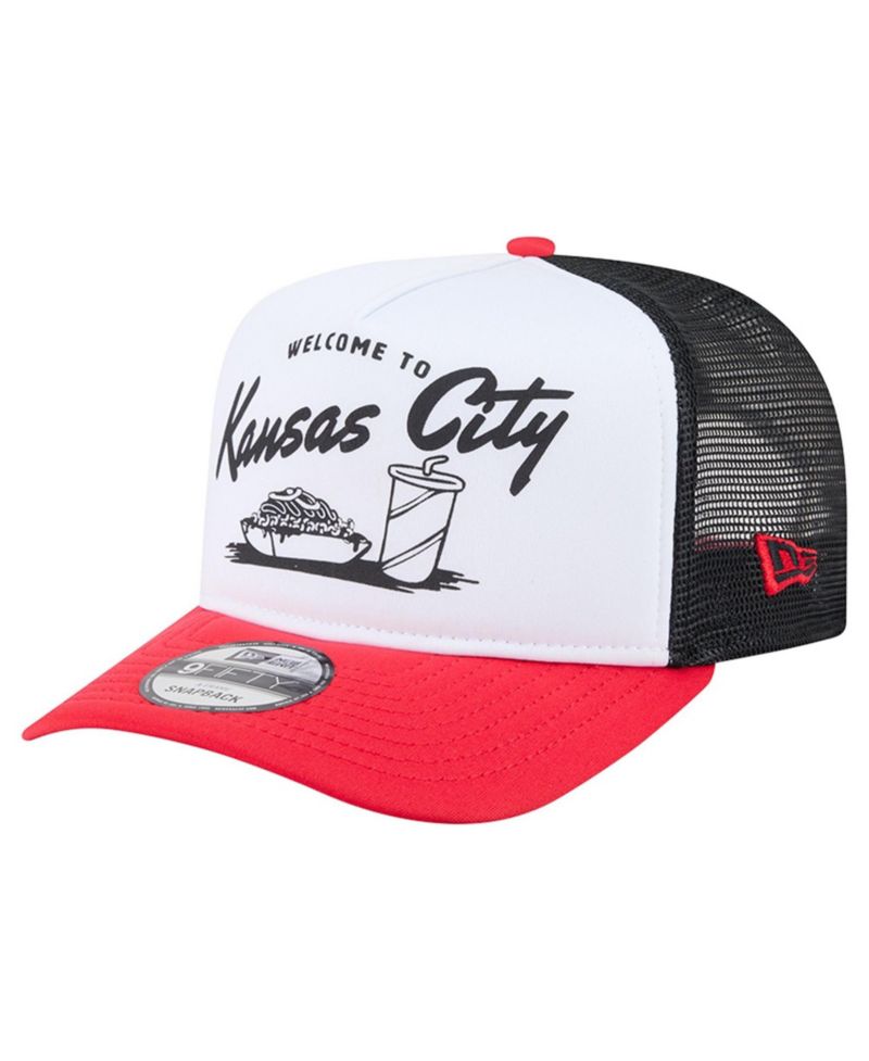 Men's White/Red Kansas City Chiefs Foodie 9FIFTY A-Frame Trucker Snapback Hat