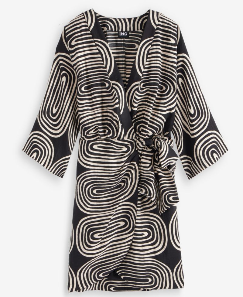 Women's 3/4-Sleeve Printed Kimono Dress
