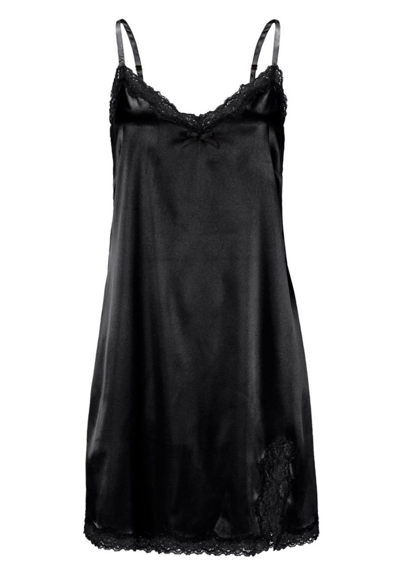 Women's Lace Trim Satin Nightgown Negligee