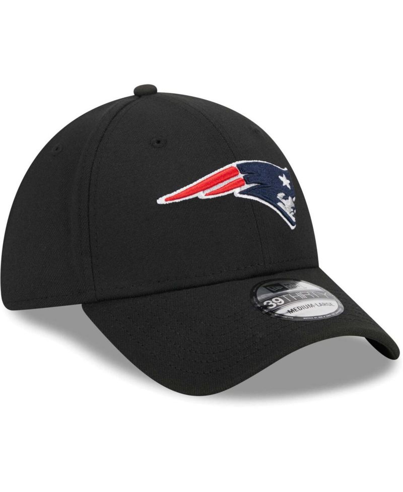 Men's Black New England Patriots Main 39THIRTY Flex Hat