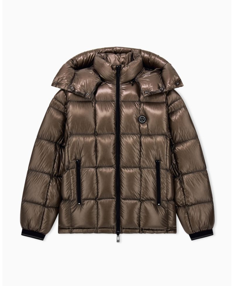 Men's Nylon Metallic Shine Down Hood with Jacket