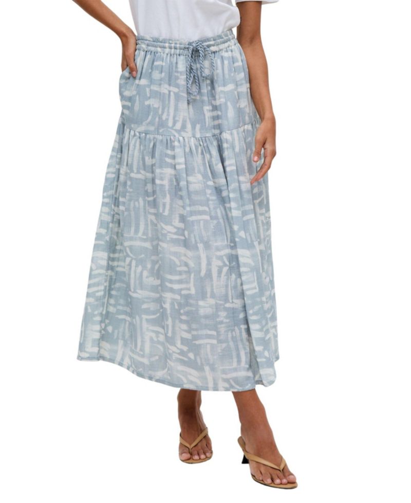 Women's Bonnie Shirred Waist Warhol Print Midi Skirt