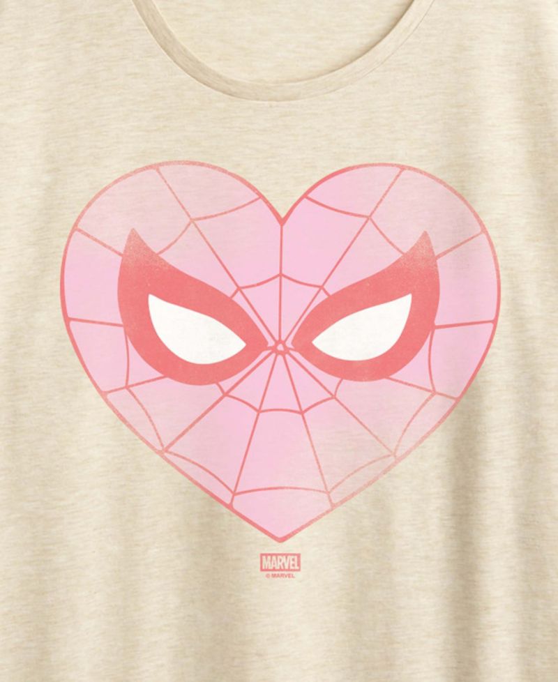 Women's Spider-Man Heart Faded Short-Sleeve Graphic T-Shirt