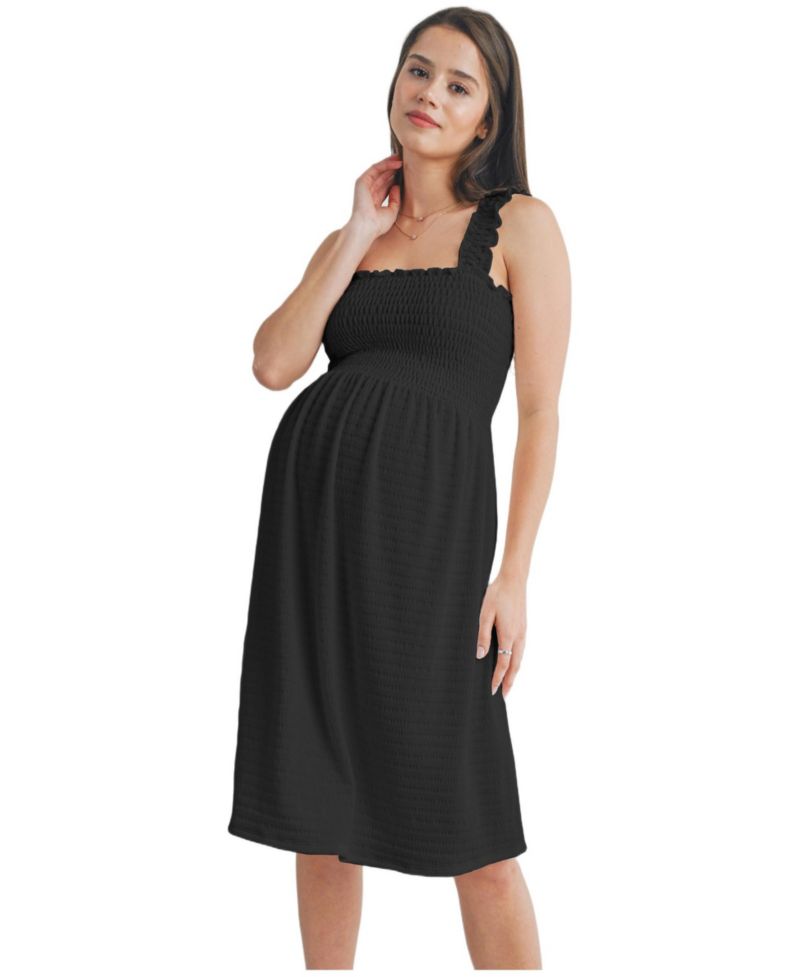 Women's Smocked Empire Waist Sleeveless Square Neck Dress