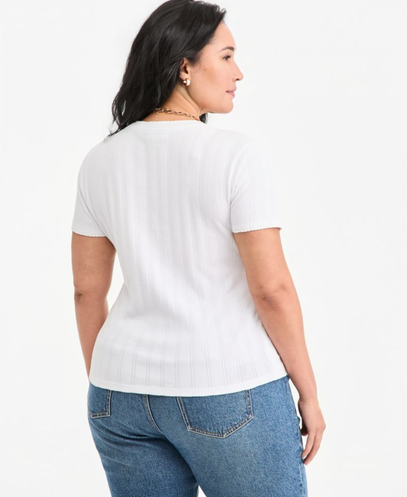 Plus Size Pointelle T-Shirt