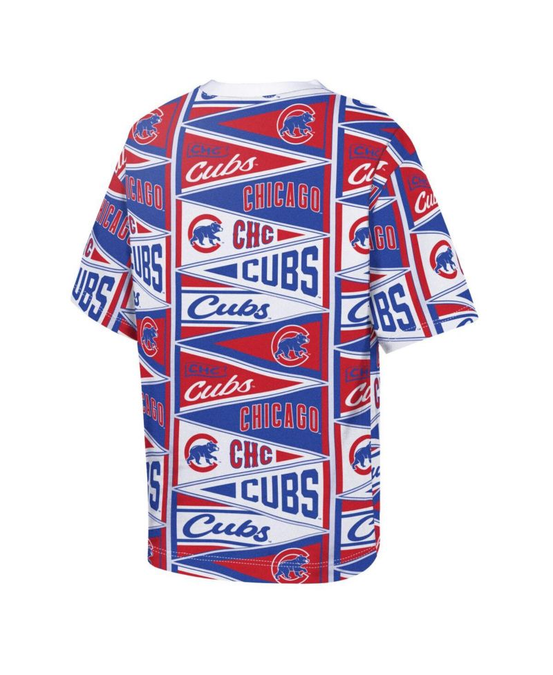 Big Boys and Girls Red Chicago Cubs All-Over Pennant T-Shirt