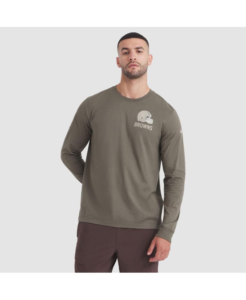 Men's Olive Cleveland Browns 2025 Salute to Service Sideline Long Sleeve T-Shirt