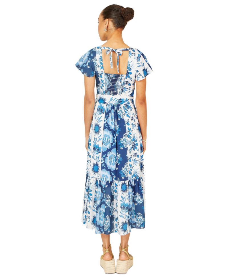 Women's Floral Belted Midi Dress