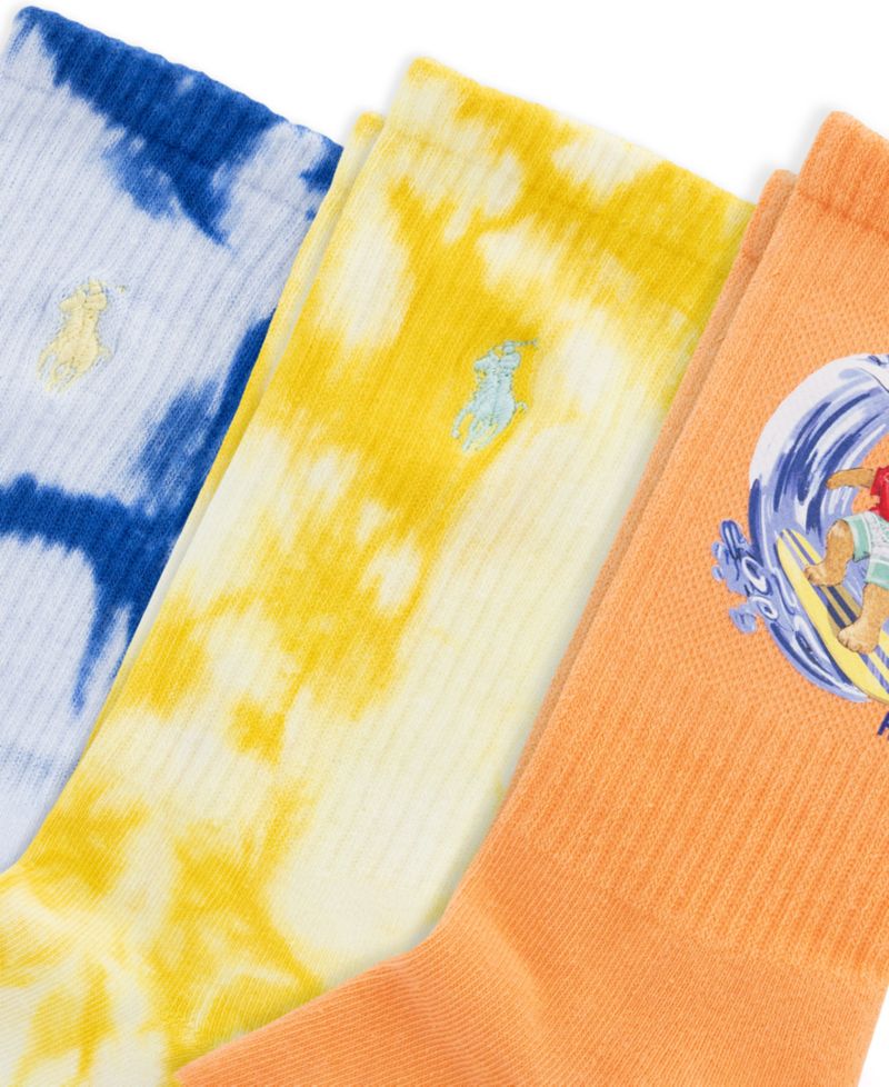 Boys' and Girls' 4-11 Surfing Bear Active Socks, 3- Pack
