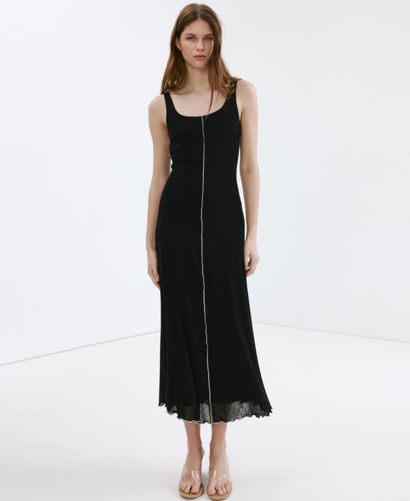 Women's Contrasting Stitching Detail Knit Dress