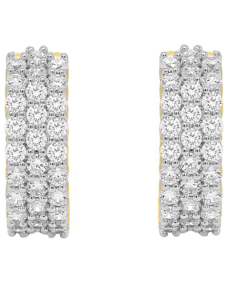 Lab-Grown Diamond Triple Row Huggie Hoop Earrings (1 ct. t.w.) in Sterling Silver