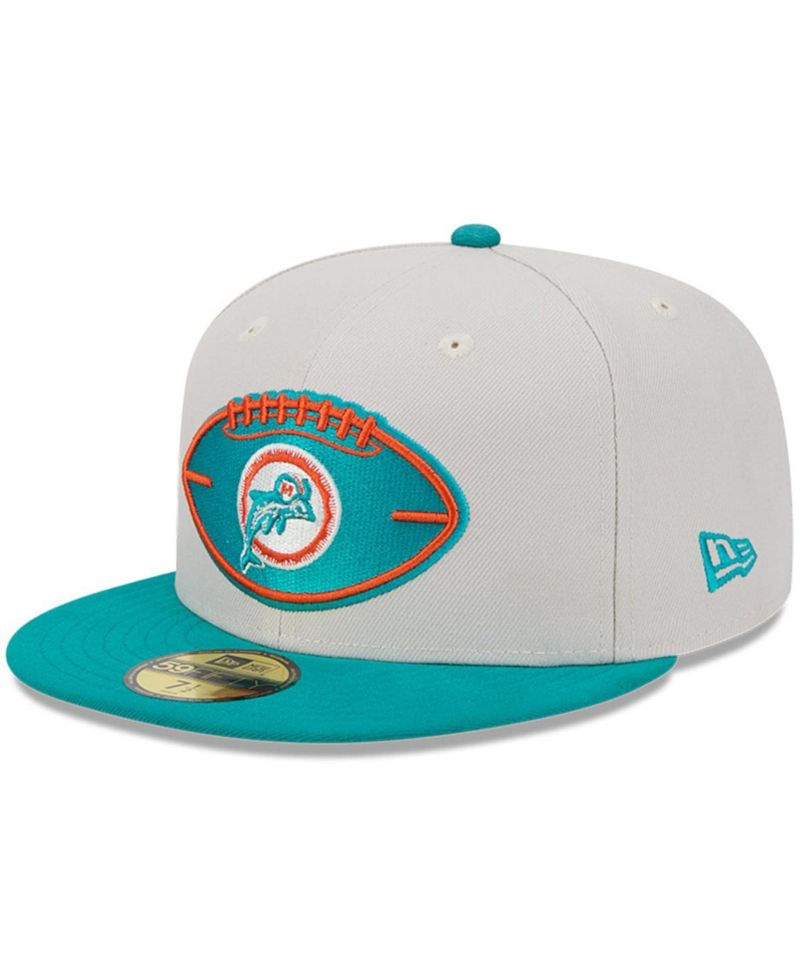 Men's Stone/Aqua Miami Dolphins 2024 Sideline Historic 59FIFTY Fitted Hat