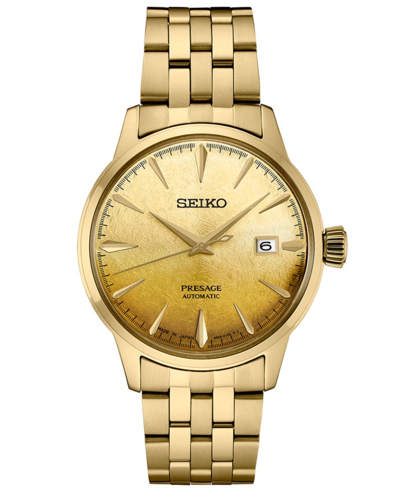 Men's Automatic Presage Cocktail Time Gold-Tone Stainless Steel Bracelet Watch 41mm