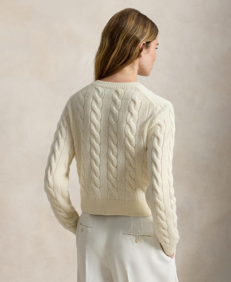 Women's Wool-Cashmere Cable-Knit Cropped Cardigan