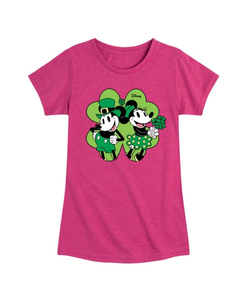 Big Girls Minnie Mickey St Patrick's Day Graphic Short Sleeve T-Shirt