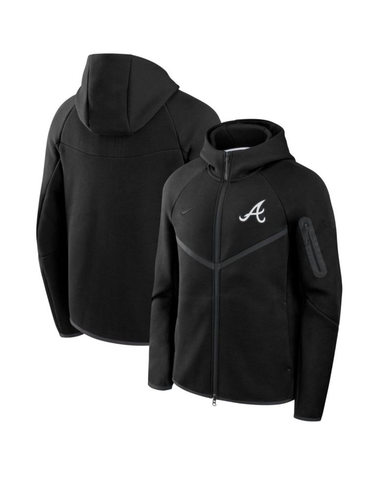Men's Black Atlanta Braves Tech Fleece Windrunner Full-Zip Hoodie Jacket