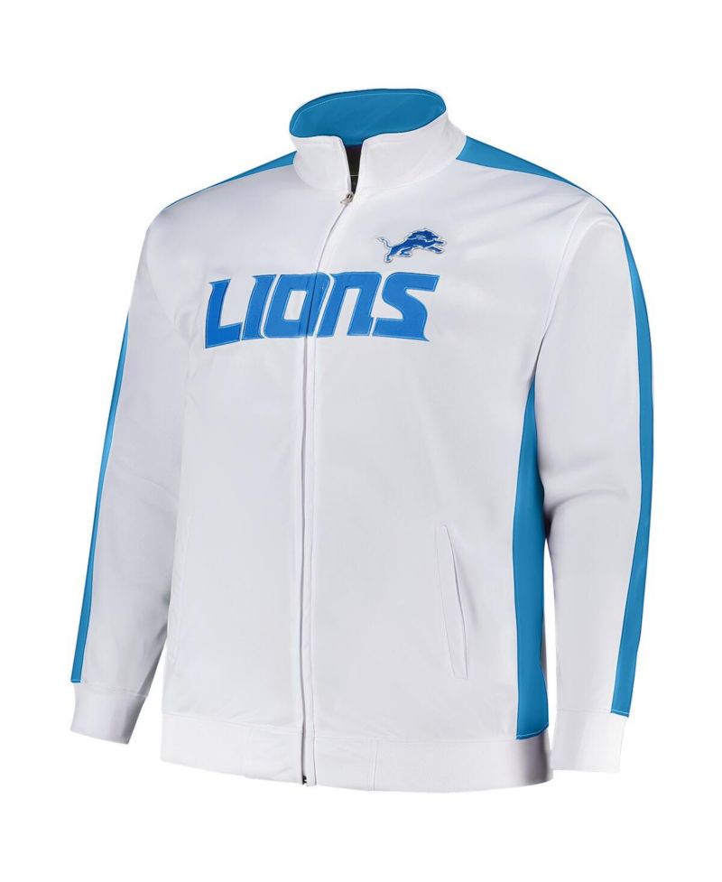 Men's White Detroit Lions Big & Tall Tricot Full-Zip Track Jacket