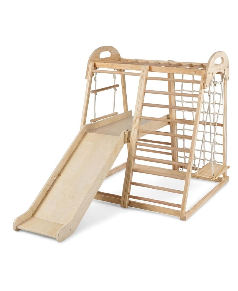 8-in-1 Kids Jungle Gym with Slide Monkey Bars and Climbing Frame