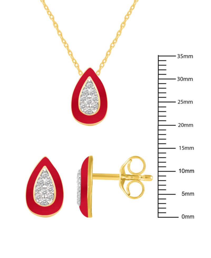 Crystal Enamel Necklace and Earring Set, 2-Piece