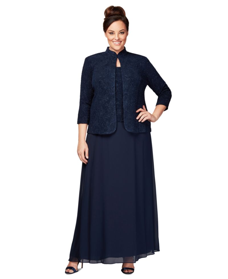 Plus Size Glitter Jacket & A-Line Dress