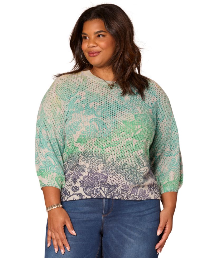 Plus Size Dolman Blouson-Sleeve Sweater