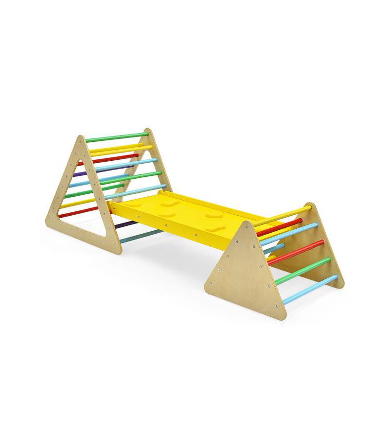 3 in 1 Wooden Set of 2 Triangle Climber with Ramp for Slid
