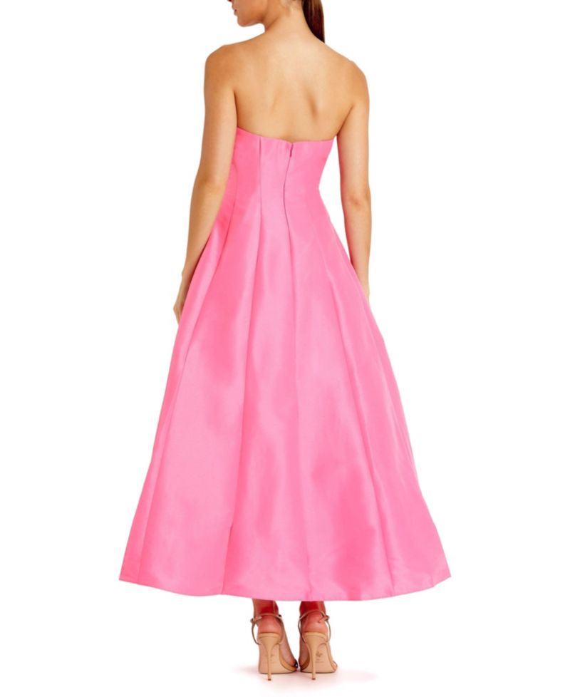 Women's Strapless Bow Tea Length Dress