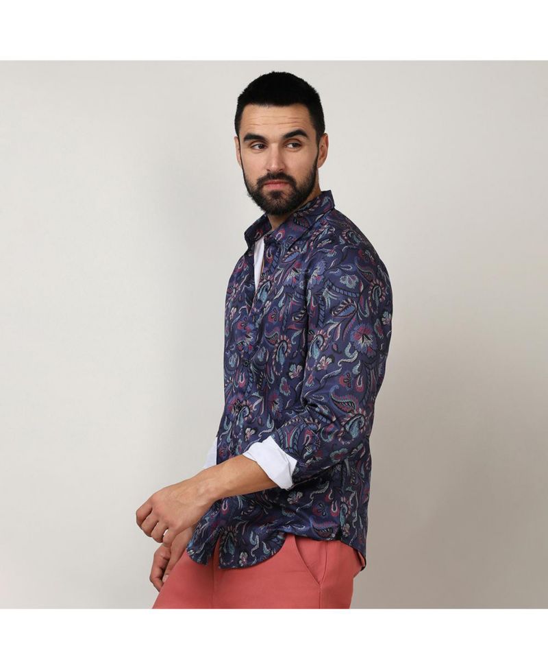 Men's Navy Blue Paisley Shirt