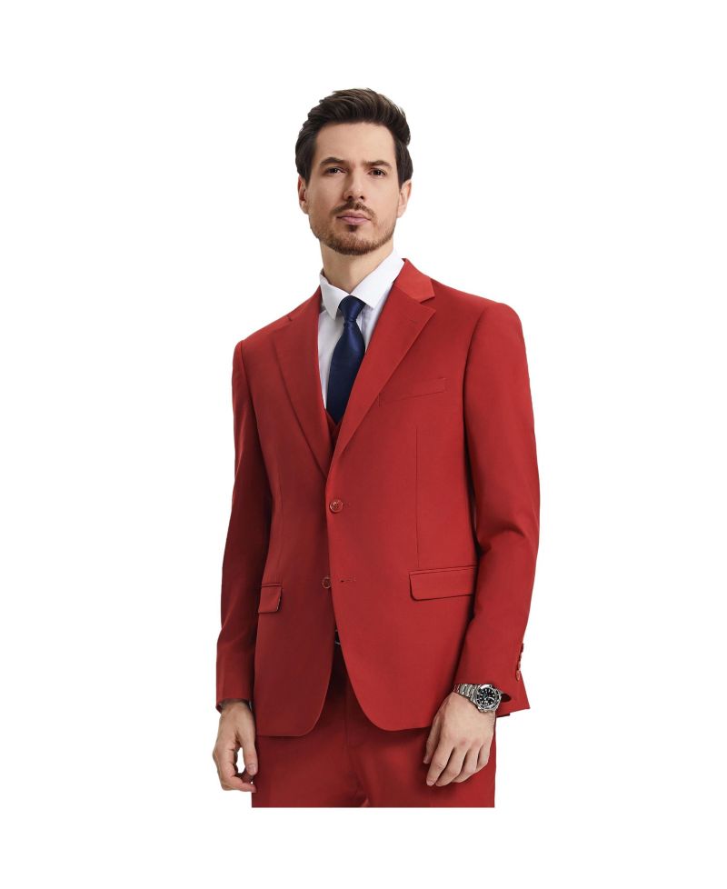 Men's Hybrid-Fit 3pc Notch Lapel Suit Set, Jacket Vest and Pants