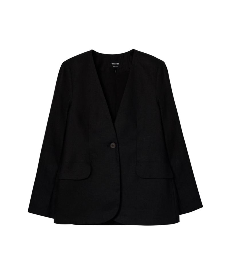 Women's Collarless Linen Blazer