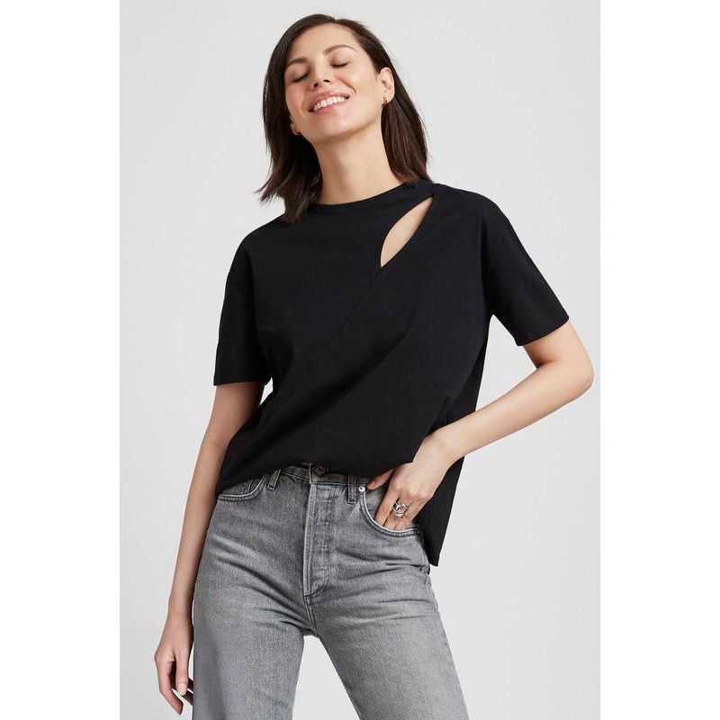 Women's Leonie Organic Cotton Jersey Boxy Half-Sleeve Cutout-Shoulder Top