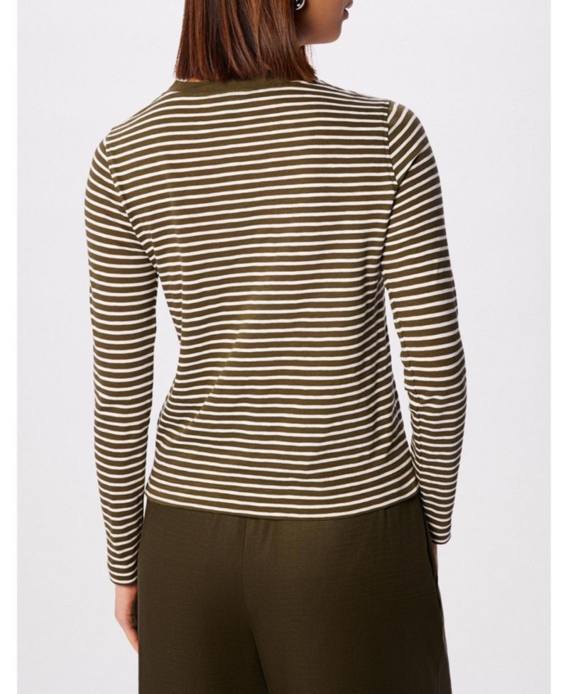 Women's Stripe Crew Neck Pocket Top