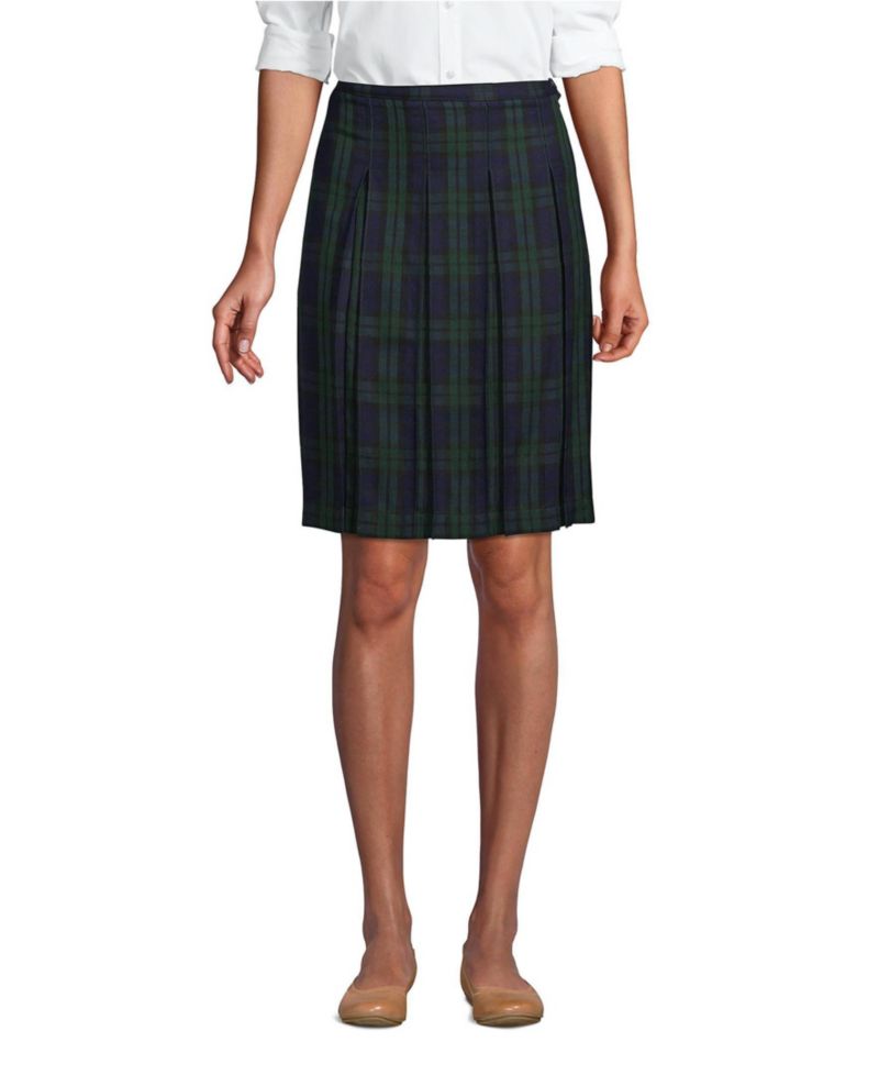 Women's Top of the Knee Plaid Box Pleat Skirt