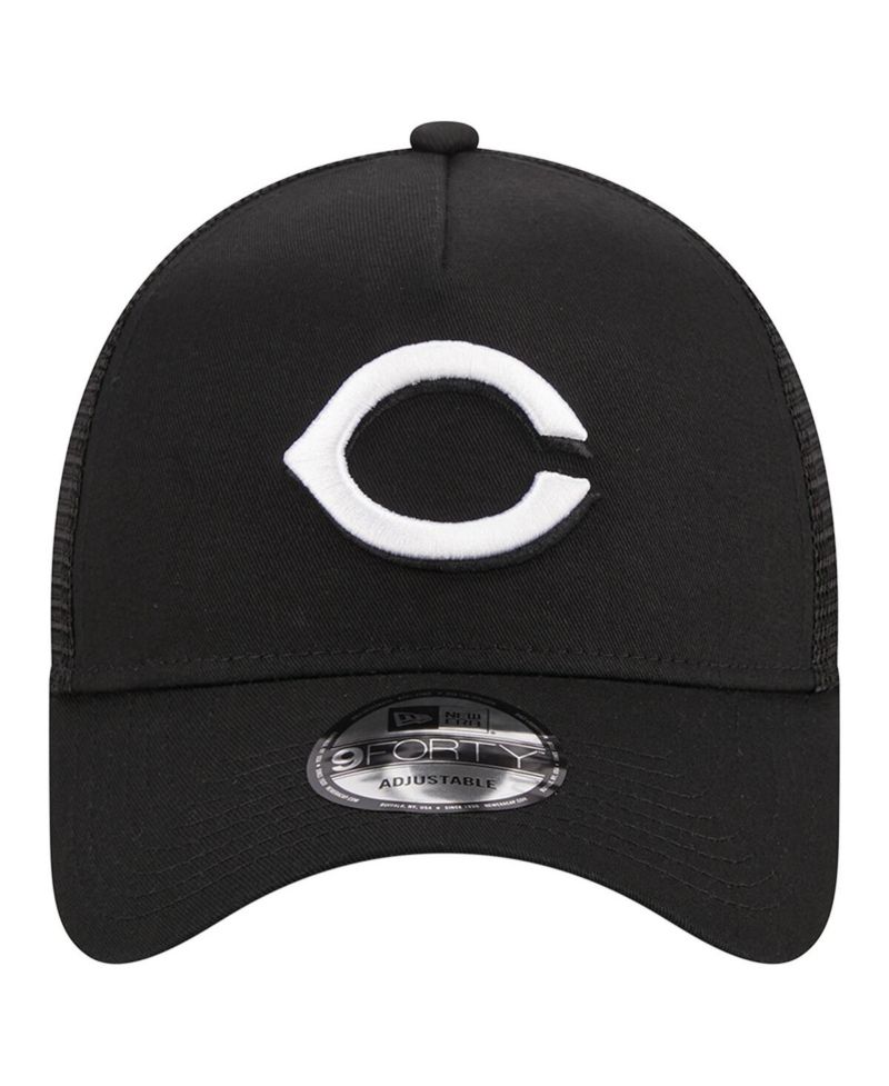 Men's Black Cincinnati Reds A-Frame 9FORTY Trucker Adjustable Hat