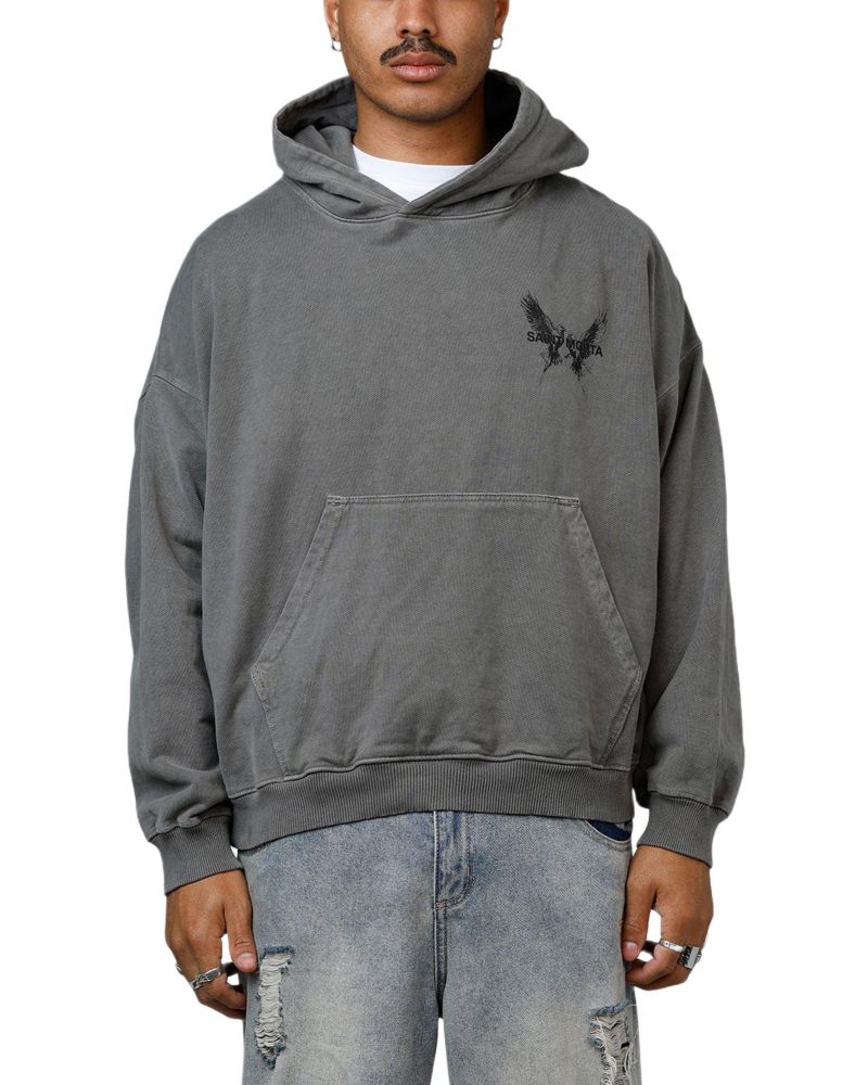 Men's Black Doves Premium Hoodie Washed Charcoal