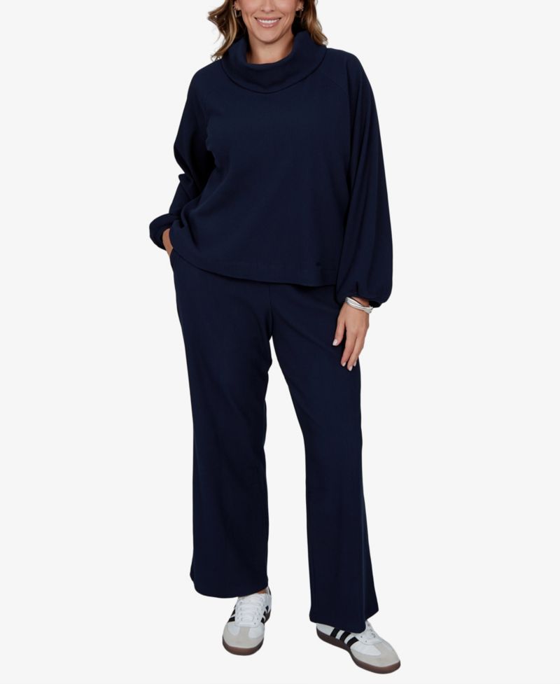 Plus Size Ribbed Cowl Neck Top