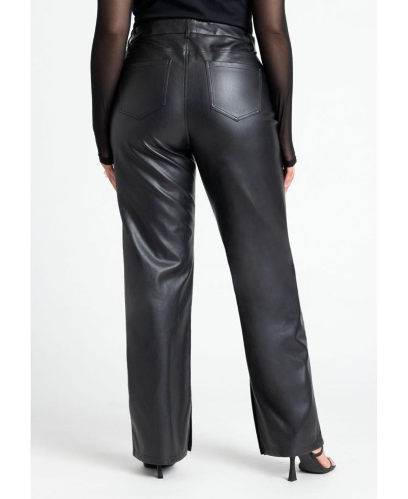 Women's Slit Hem Faux Leather Pant