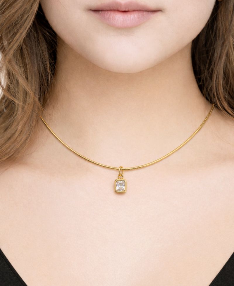 Snake Chain Cubic Zirconia Drop Necklace