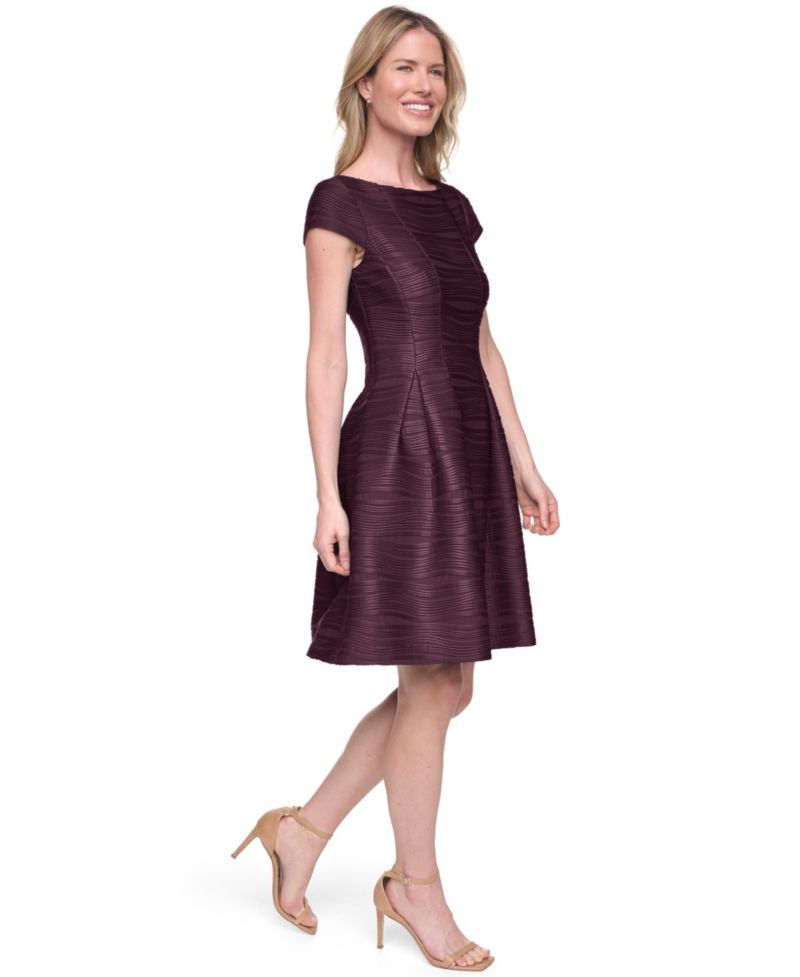 Petite Boat Neck Cap-Sleeve Dress
