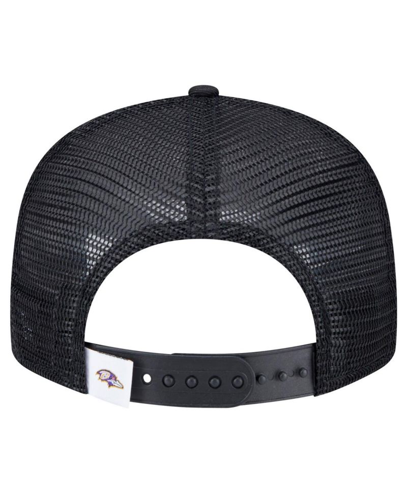 Big Boys and Girls Black Baltimore Ravens Main Trucker 9FIFTY Snapback Hat